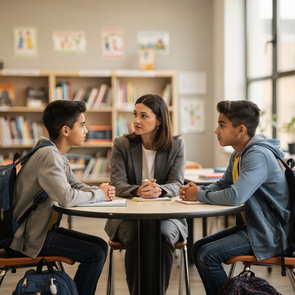 flux pro 2.0 professional conceptual photograph representing conflict resolution in a school 0